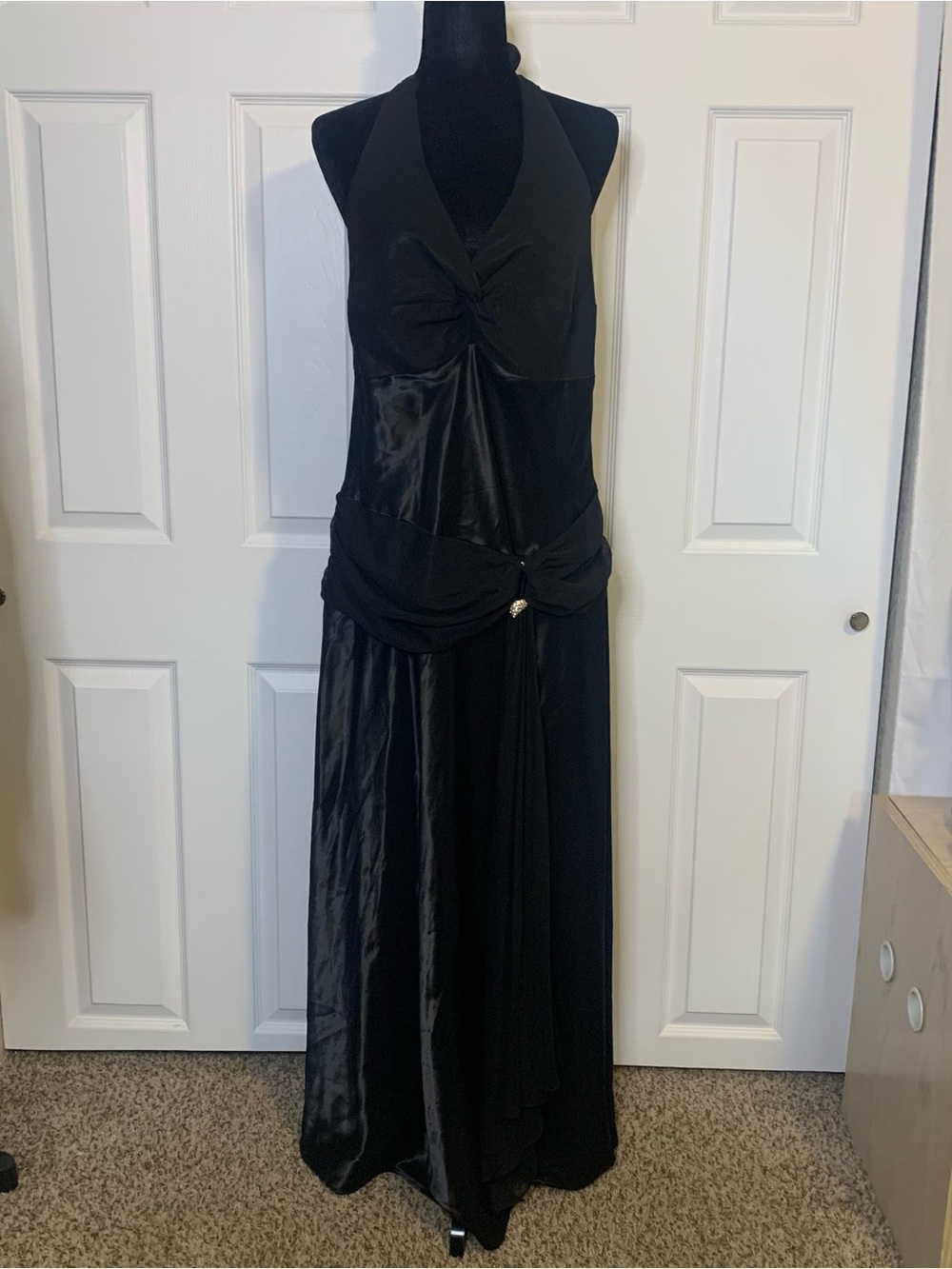 80s/90s Vintage Samantha C. Black Halter Formal Maxi Gown